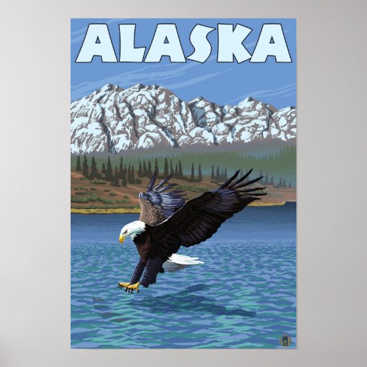 AlaskaBald Eagle Vintage Travel Poster (Voorkant)