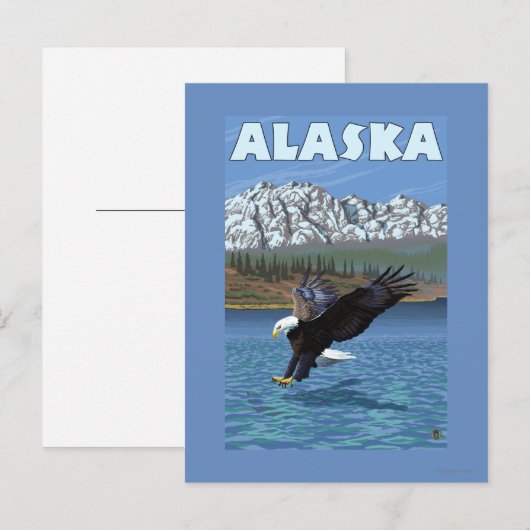 AlaskaBald Eagle Vintage Travel Poster Briefkaart (Voorkant / Achterkant)