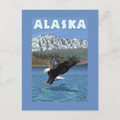 AlaskaBald Eagle Vintage Travel Poster Briefkaart (Voorkant)