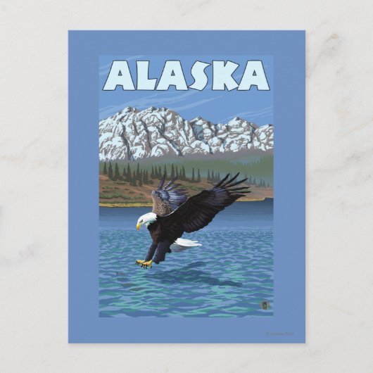 AlaskaBald Eagle Vintage Travel Poster Briefkaart (Voorkant)