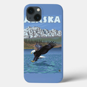 AlaskaBald Eagle Vintage Travel Poster iPhone 13 Hoesje