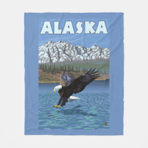 AlaskaBald Eagle Vintage Travel Poster Fleece Deken