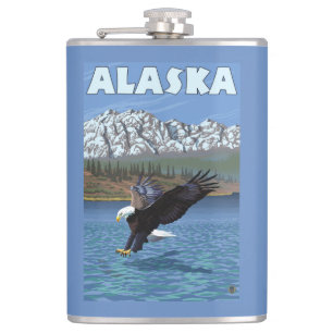 AlaskaBald Eagle Vintage Travel Poster Heupfles
