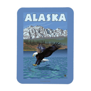 AlaskaBald Eagle Vintage Travel Poster Magneet
