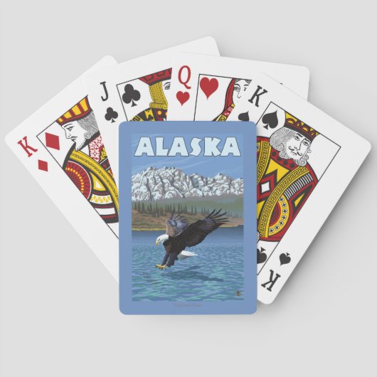 AlaskaBald Eagle Vintage Travel Poster Pokerkaarten (Achterkant)