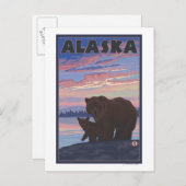 AlaskaBear en Cub Briefkaart (Voorkant / Achterkant)