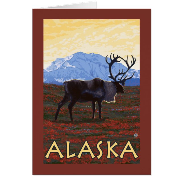 AlaskaCaribou Vintage Travel Poster (Voorkant)