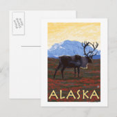 AlaskaCaribou Vintage Travel Poster Briefkaart (Voorkant / Achterkant)