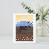 AlaskaCaribou Vintage Travel Poster Briefkaart (Staand voorkant)