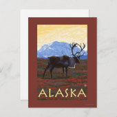 AlaskaCaribou Vintage Travel Poster Briefkaart (Voorkant / Achterkant)