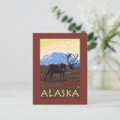 AlaskaCaribou Vintage Travel Poster Briefkaart (Staand voorkant)