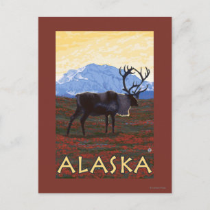 AlaskaCaribou Vintage Travel Poster Briefkaart