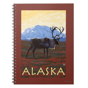 AlaskaCaribou Vintage Travel Poster Notitieboek