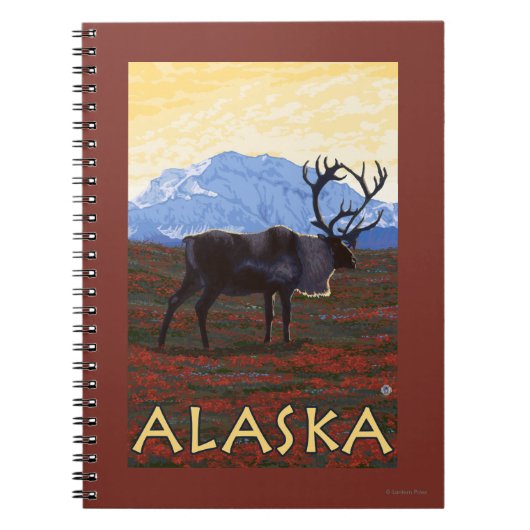 AlaskaCaribou Vintage Travel Poster Notitieboek (Voorkant)