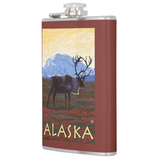 AlaskaCariou Vintage Travel Poster Heupfles (Links)