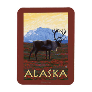 AlaskaCariou Vintage Travel Poster Magneet