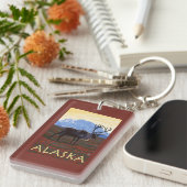 AlaskaCariou Vintage Travel Poster Sleutelhanger (Voorkant Rechts)