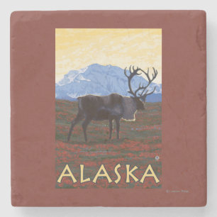 AlaskaCariou Vintage Travel Poster Stenen Onderzetter