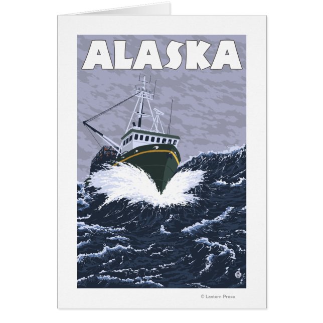AlaskaCrab Boat Vintage Travel Poster (Voorkant)