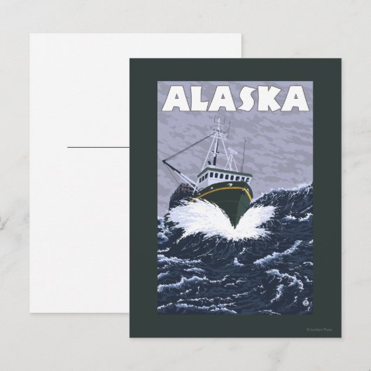 AlaskaCrab Boat Vintage Travel Poster Briefkaart (Voorkant / Achterkant)