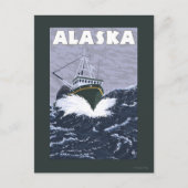 AlaskaCrab Boat Vintage Travel Poster Briefkaart (Voorkant)
