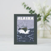 AlaskaCrab Boat Vintage Travel Poster Briefkaart (Staand voorkant)