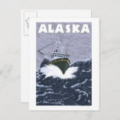AlaskaCrab Boat Vintage Travel Poster Briefkaart (Voorkant / Achterkant)
