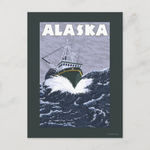 AlaskaCrab Boat Vintage Travel Poster Briefkaart