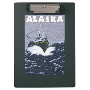 AlaskaCrab Boat Vintage Travel Poster Klembord