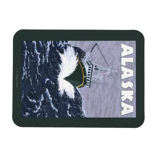 AlaskaCrab Boat Vintage Travel Poster Magneet (Horizontaal)