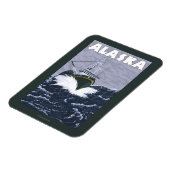 AlaskaCrab Boat Vintage Travel Poster Magneet (Linkerzijde)