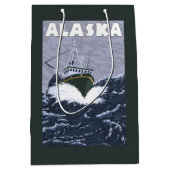 AlaskaCrab Boat Vintage Travel Poster Medium Cadeauzakje (Voorkant)
