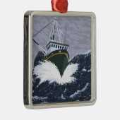 AlaskaCrab Boat Vintage Travel Poster Metalen Ornament (Rechts)