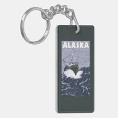AlaskaCrab Boat Vintage Travel Poster Sleutelhanger (Voorkant Links)