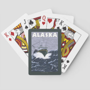 AlaskaCrab Boat Vintage Travel Poster Speelkaarten