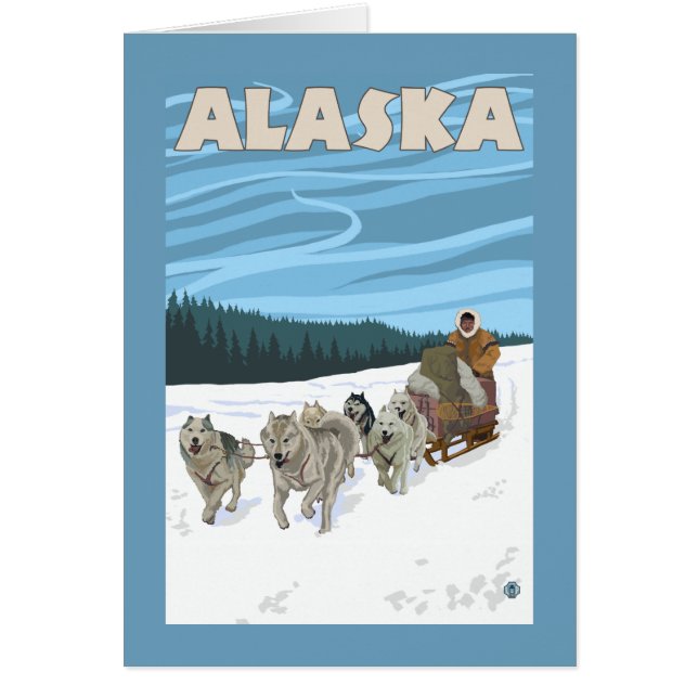 AlaskaDogsledding Vintage Travel Poster (Voorkant)