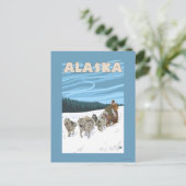 AlaskaDogsledding Vintage Travel Poster Briefkaart (Staand voorkant)