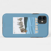 AlaskaDogsledding Vintage Travel Poster Case-Mate iPhone Case (Achterkant (horizontaal))