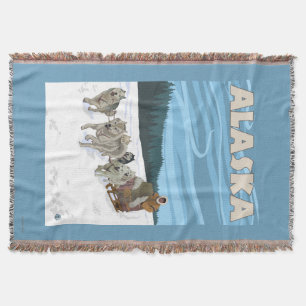AlaskaDogsledding Vintage Travel Poster Deken