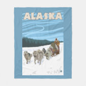 AlaskaDogsledding Vintage Travel Poster Fleece Deken (Voorkant)