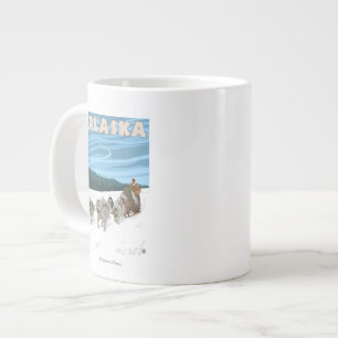 AlaskaDogsledding Vintage Travel Poster Grote Koffiekop
