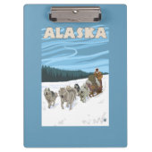 AlaskaDogsledding Vintage Travel Poster Klembord (Voorkant)