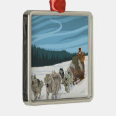 AlaskaDogsledding Vintage Travel Poster Metalen Ornament (Rechts)