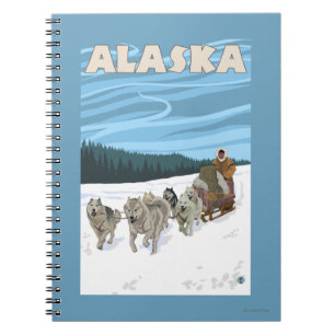 AlaskaDogsledding Vintage Travel Poster Notitieboek
