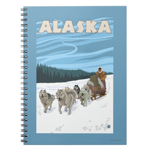 AlaskaDogsledding Vintage Travel Poster Notitieboek (Voorkant)