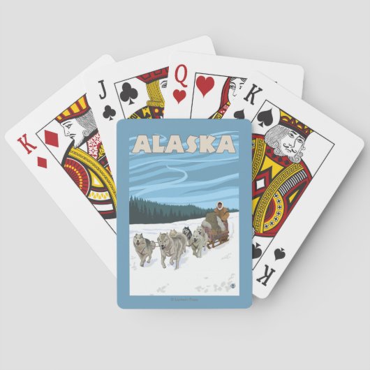 AlaskaDogsledding Vintage Travel Poster Pokerkaarten (Achterkant)