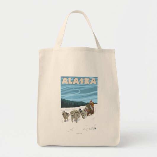 AlaskaDogsledding Vintage Travel Poster Tote Bag (Voorkant)