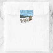 AlaskaDogsledding Vintage Travel Poster Vierkante Sticker (Tas)