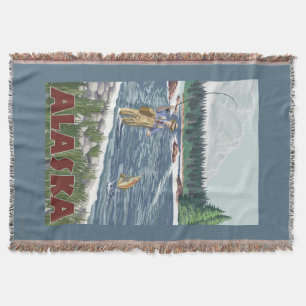 AlaskaFly Fisherman Vintage Travel Poster Deken