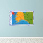 AlaskaGroetings van de kaart van Alaska Canvas Afdruk (Insitu (Houten vloer))